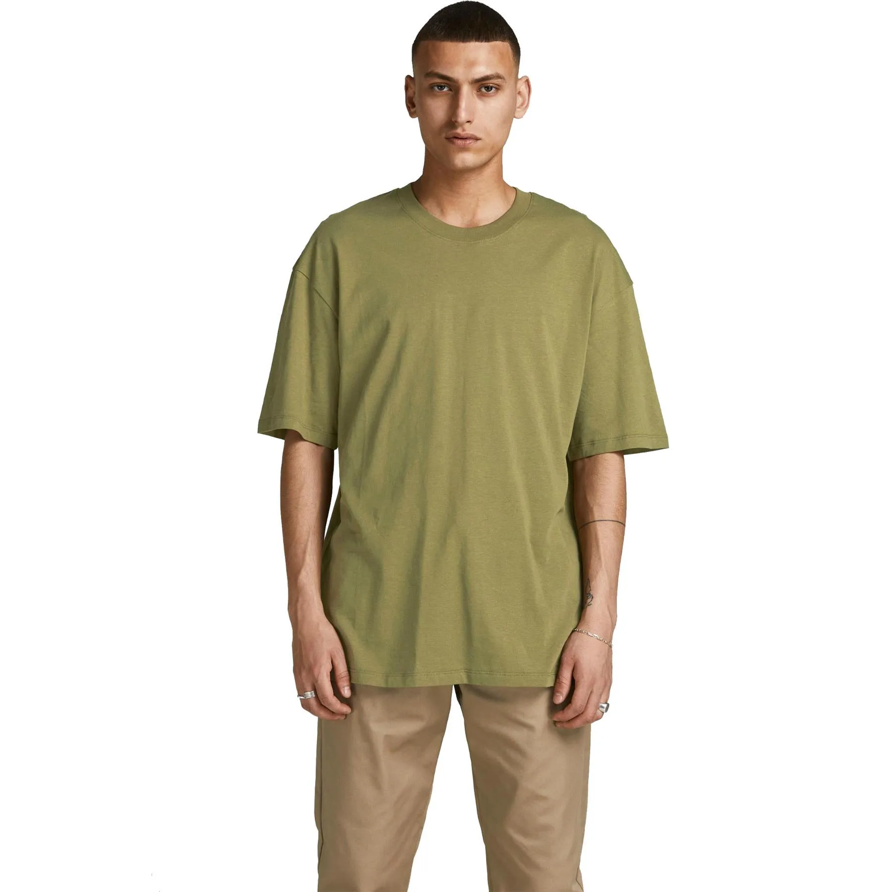 Mens Plain T-Shirts From - Olive - Size Medium - Jack & jones - FashionsVida