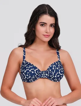 Top bikini mujer con copa moldeada y diseño fruncido central - Carey - FashionsVida
