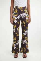 Womens Satin Floral Wide Leg Trouser Co-Ord - Brown - Size 16 Uk