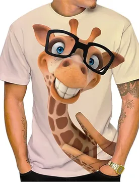Long Sleeved men's Summer Fun men's T-shirt Top 3D Printed Giraffe Animal T-shirt Round Neck men's Casual Streetwear Top - Aliexpress - FashionsVida