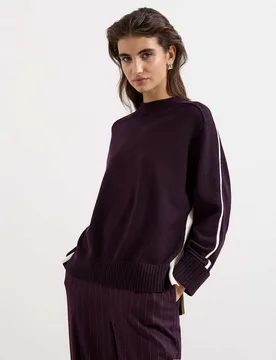 Funnel Neck Tipped Jumper Burgundy female - Phase Eight - FashionsVida