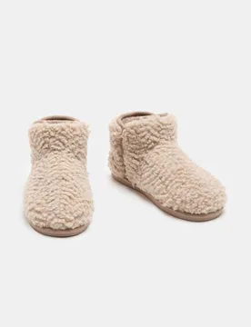 Faux Fur Slipper Boots Natural female - M&S - FashionsVida