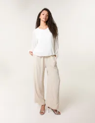 Sparkle Wide Leg Trousers - M/L / STONE - female