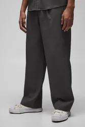 Herren Gerade geschnittene technische Plissee-Hose mit halbfestem Bund Charcoal Größe Small