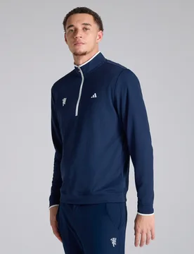 Manchester United x Golf Half Zip Top Navy 2XL - Adidas - FashionsVida