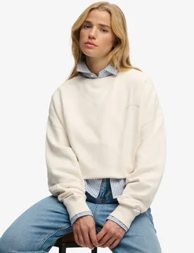 Superdry Damen Essential Logo Rundhals-sweatshirt White - Größe: 40 - 54.99 - FashionsVida