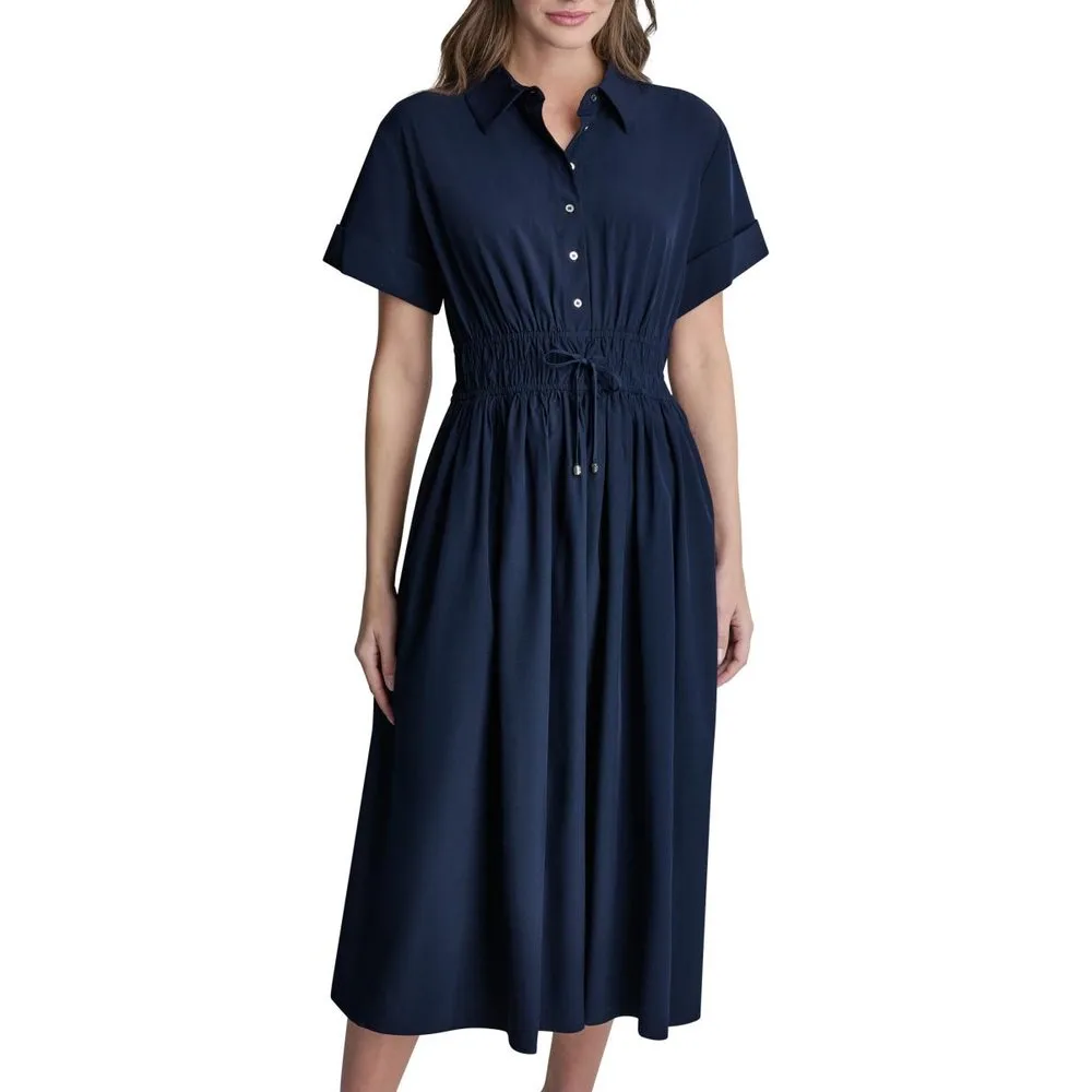 Vestido corto de mangas abullonadas - DKNY - FashionsVida