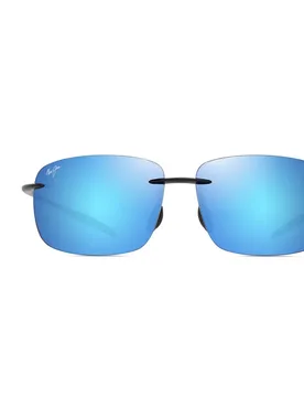 Lunettes De Soleil Polarisées Breakwall Shiny Black Blue Hawaii/CAT3 Homme - Maui Jim - FashionsVida