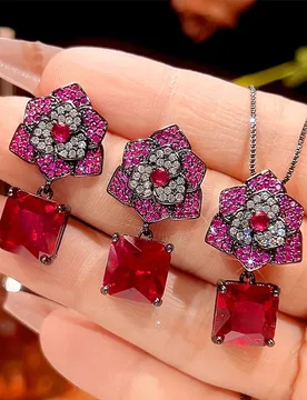 New Autumn and Winter Jewelry Set: Diamond-plated Jade Black Gold Vintage Camellia Set 10*10 - Aliexpress - FashionsVida