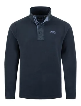Weird Fish Roald Button Funnel Neck Microfleece Size 4XL - men men all-mens men fleeces offers all-offers offers mens-offers sale all-sale sale mens - Navy - FashionsVida