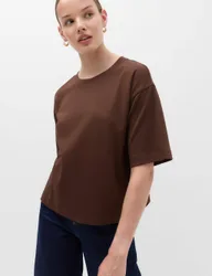 Pure Cotton Boxy T-Shirt Dark Chocolate female