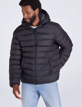 Seasons Mens Fur Lined Padded Jacket - Black - Black - Size: XS - Mountain Warehouse - FashionsVida