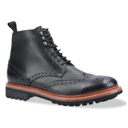 Mens Rissington Commando Lace Up Leather Dress Boot (Black) - Size Uk 9