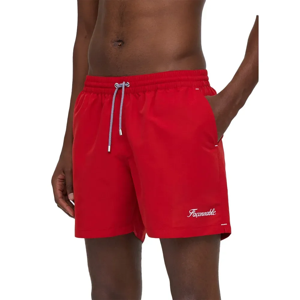 FaÇonnable Pantaloncino Da Bagno Logo Solid Pepper Red L - Façonnable - FashionsVida