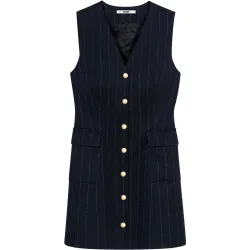 Vestido corto sastre ajustado con rayas de lúrex sin mangas