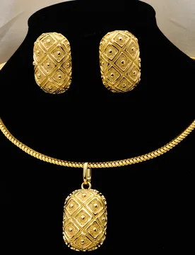 Women Pendant Necklace Earring Sets 18K Gold Plated Lion Carved Geometric Jewellery African Bridal Wedding Party Gift Ornaments - Aliexpress - FashionsVida