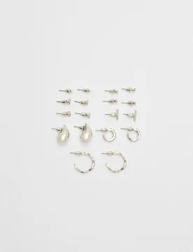 Er-Set Mini-Tropfen-Ohrringe Grau OS - Stradivarius - FashionsVida