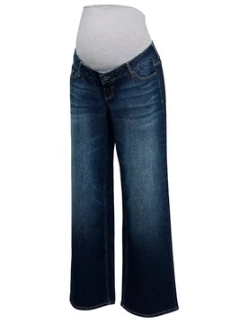 Jeans Malaga Wide Leg Maternity Dark Blue Denim 27 - Mamalicious - FashionsVida