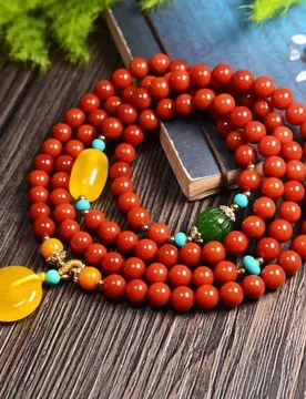 Red Fashion Four-Circle New 108-Piece Agate Bracelet with Yellow Amber and Beeswax Pendant Jewelry - Aliexpress - FashionsVida