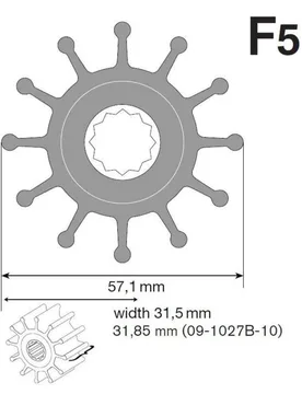 F5 Nitril Pump Impeller Black One Size unisex - Johnson Pump - FashionsVida