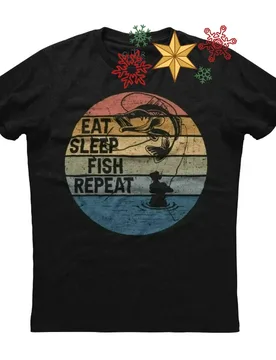 Eat Sleep Fish Repeat Fishing Passion Mens Short Sleeve New Cotton Black T-shirt - Aliexpress - FashionsVida
