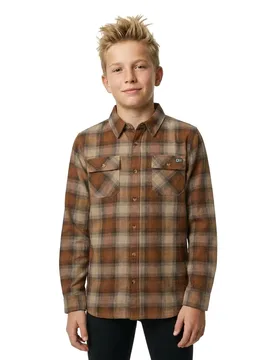 Chemise à Manches Longues Daybreak Flannel Friar Brown L Garçon - Salty Crew - FashionsVida