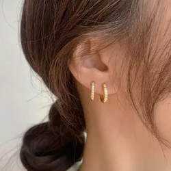 Pair Stainless Steel Cartilage Earrings Fake Piercing Ear Clip Zircon Cuffs Earing For Women 2024 Trending Jewelry Waterproof