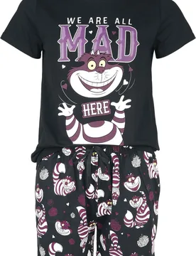 Disney Schlafanzug - Grinsekatze - We Are All Mad Here - S bis M - für Damen - Größe S - schwarz - EMP exklusives Merchandise! - Frauen - female - Alice im Wunderland - FashionsVida