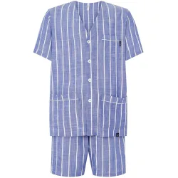 Pijama de hombre corto abotonado rayas