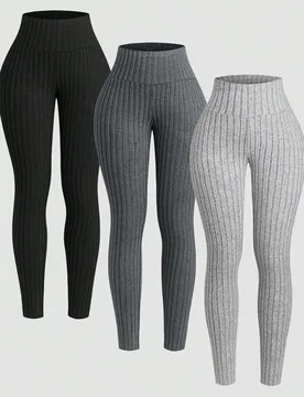 Piezas Leggings de mujer de un solo color acanalados L - Shein - FashionsVida