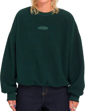 Sweat à col rond en sherpa - Piou Crew W Scarab - Taille M - Vert - Volcom - FashionsVida