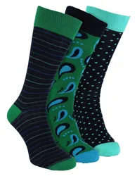 Hs By - Mens 3 Pack Fun Novelty Dress - Stripe (Green) Cotton - Size Uk 6-11