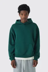 Herren Oversized Boxy Basic Hoodie Sweatshirt Forest Größe Large