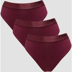 Braguita de bikini de talle medio para mujer de MP (paquete de 3) - Baya intenso - XS