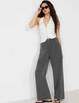 Gerade Stoffhose Graumeliert 36 - Stradivarius - FashionsVida
