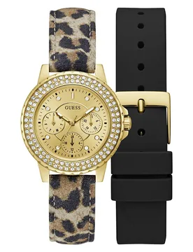 Womens Gw0660l2 Ladies Crown Jewel Watch And Strap Gift Set - Gold - One Size - Guess - FashionsVida