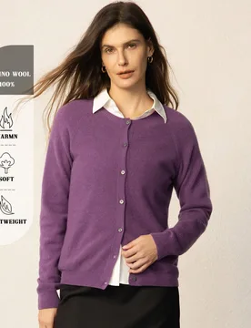 Cárdigan de mujer 100% lana merino, nueva ropa de mujer otoño 2026, suéter de punto otoño/invierno, nueva ropa de otoño para mujer, suéter de la - Shein - FashionsVida