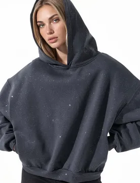 Womens Cotton-Blend Sweatshirt - Charcoal - Size Small/medium - Busem - FashionsVida