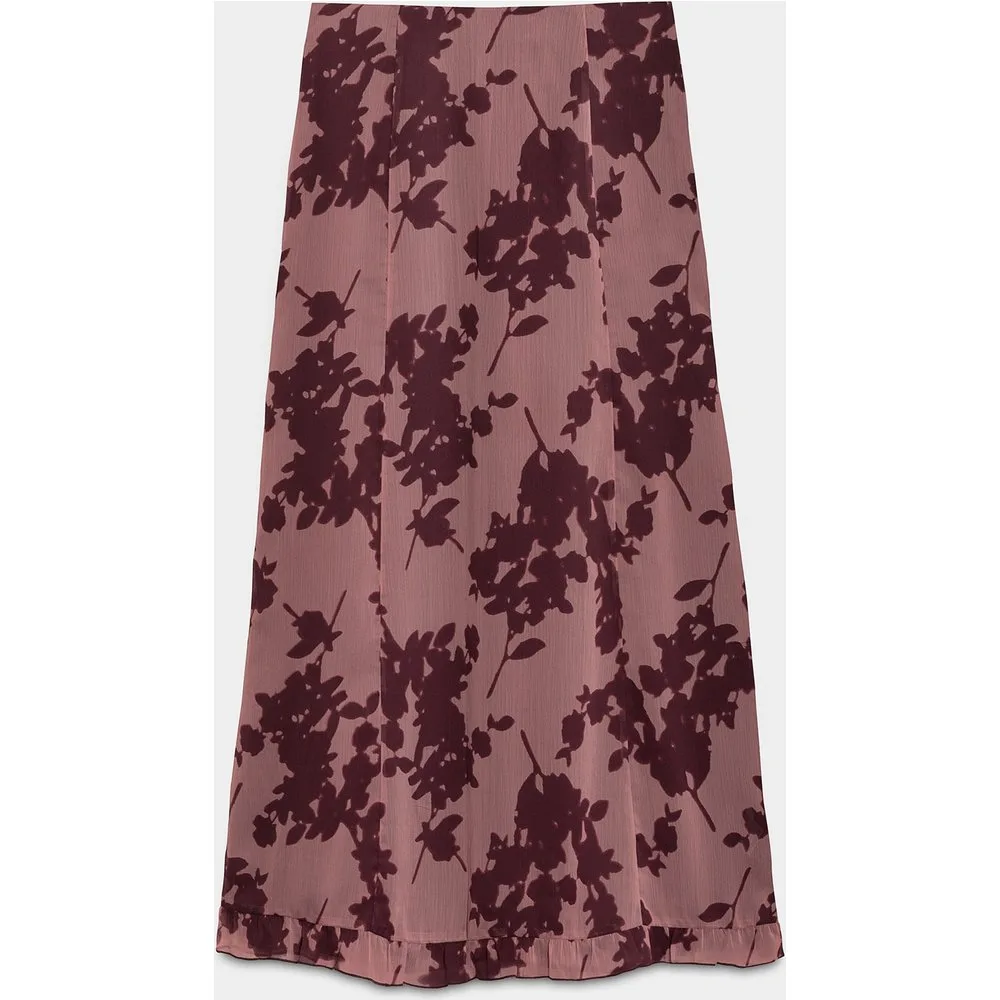 Falda midi estampada con volantes - Noon - FashionsVida