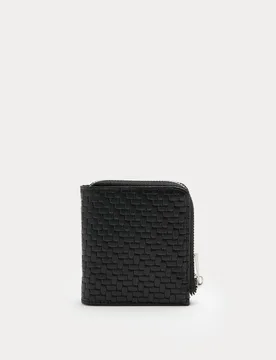 Faux Leather Textured Bi-Fold Zip Wallet Black male - M&S - FashionsVida