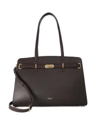 Leather Buckle Strap Tote Bag Dark Brown female