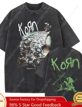 New Arrival Mens Clothes Tee Shirt Homme T-Shirt Men Tshirt for Men Washed Vintage Rock Band Korn Ftl 25 Follow The Leader 61392 - Aliexpress - FashionsVida
