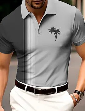 Simple Coconut Tree Print Men's Polo Shirt Daily Casual Lapel Short Sleeve Tops Summer Comfortable Golf Clothing Loose T-Shirts - Aliexpress - FashionsVida