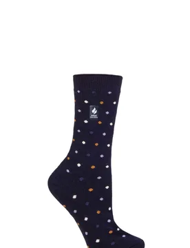 Women's 1 Pair SOCKSHOP 1.0 TOG Ultralite Striped, Argyle & Patterned Socks Turlan Dots Navy / Twilight Blue 4-8 - Blue - Size: Small - Heat Holders - FashionsVida