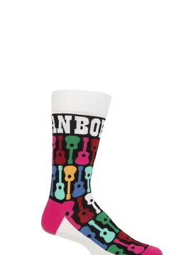 Music Collection 1 Pair Bob Dylan Cotton Socks Guitars One Size - Black - Size: One Size - SockShop - FashionsVida