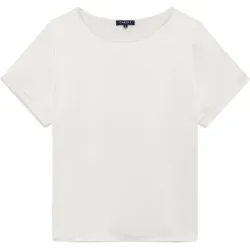 Camiseta de mujer con manga corta remangada y cuello redondo