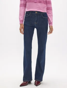 Jeans recto de mujer con bordado en bolsillo trasero lc a contraste 45a - Lola Casademunt - FashionsVida