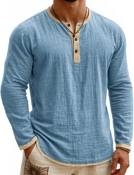V-neck T-shirts Men's Casual T-shirt Fall Winter Long-sleeved Comfortable Soft Stretch Henley Shirt Men Casual Long Sleeves - Aliexpress - FashionsVida