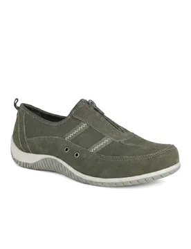 Women's Memory Foam Leather Slip On Trainers Shoes in Khaki Size: 8 - Khaki - Size: 8 - Pavers - FashionsVida