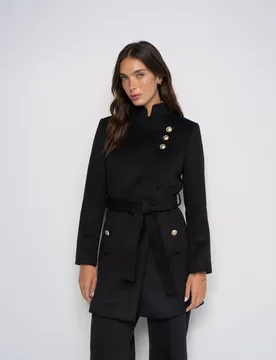 Abrigo grace de paño con cinturón y botones de mujer - Salsa Jeans - FashionsVida